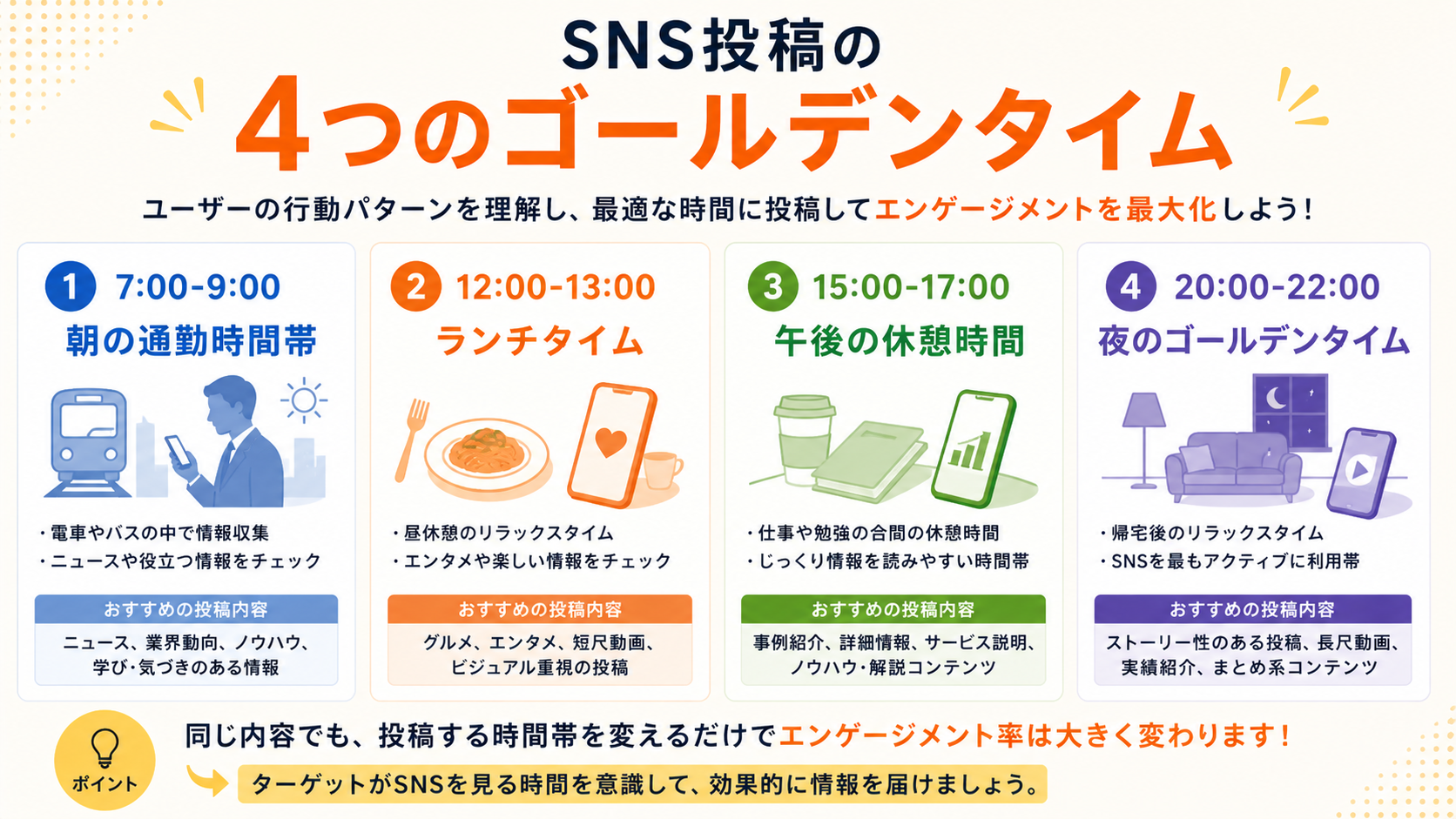 【基本】SNS投稿の4つのゴールデンタイム